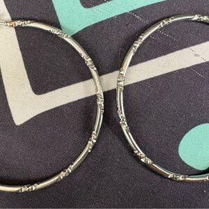 Silver Textured Hoop Earrings